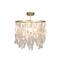 Hello Honey® Marina Small Round Gold Metal & Natural Capiz Chandelier Style Pendant Ceiling Light